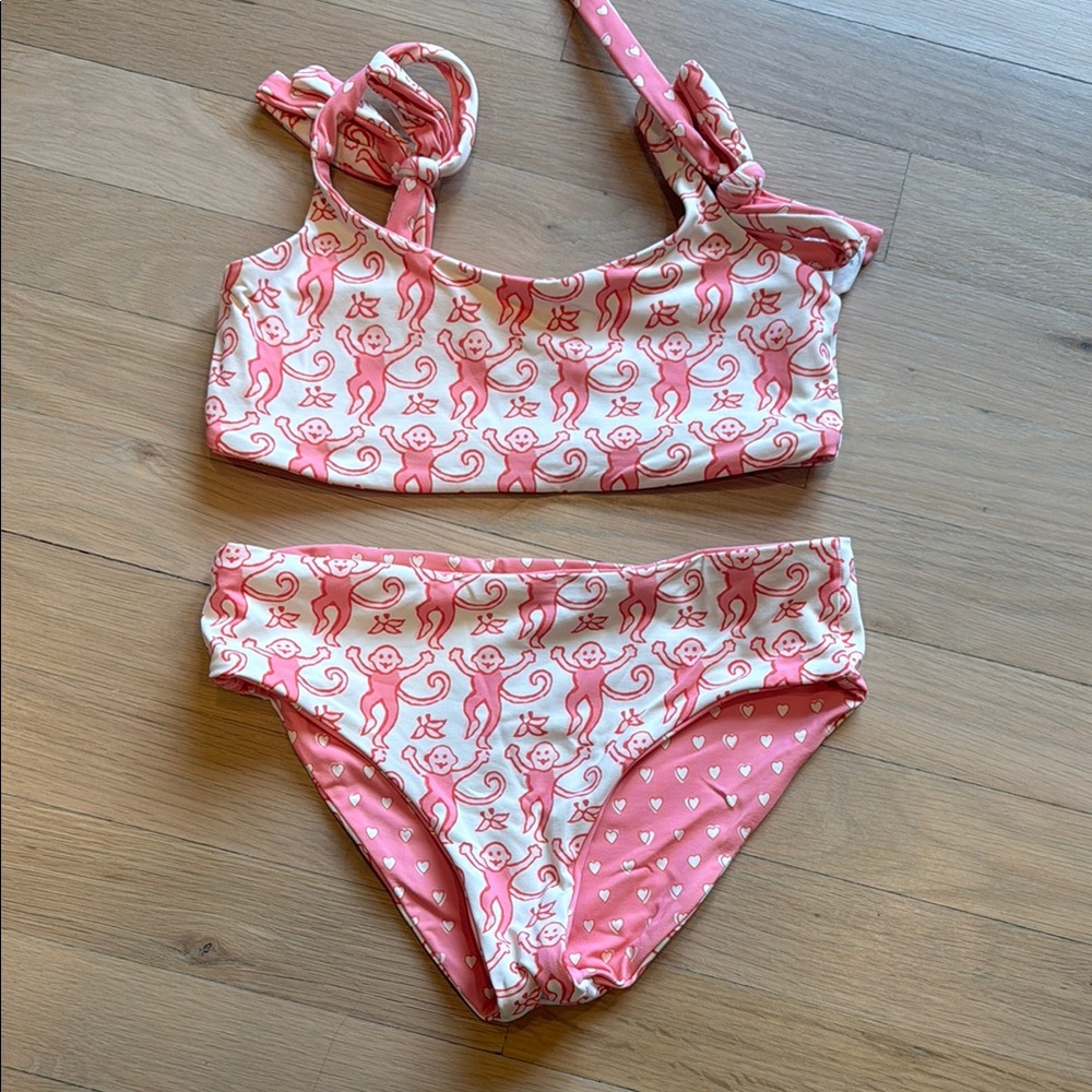 Roller Rabbit Monkey Print Girls Two-Piece Swim Set